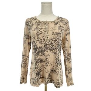 Vintage Y2K Fairy Grunge Burnout Floral Top Size S Bling Boho Whimsigoth Henley